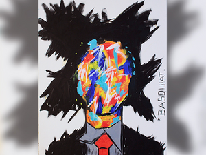 Cours de peinture débutant Happy Paint by Happy Labs avec la peinture Basquiat, un apéro créatif avec un atelier peinture dans un bar accessible à tous, animé par un artiste dans une ambiance conviviale