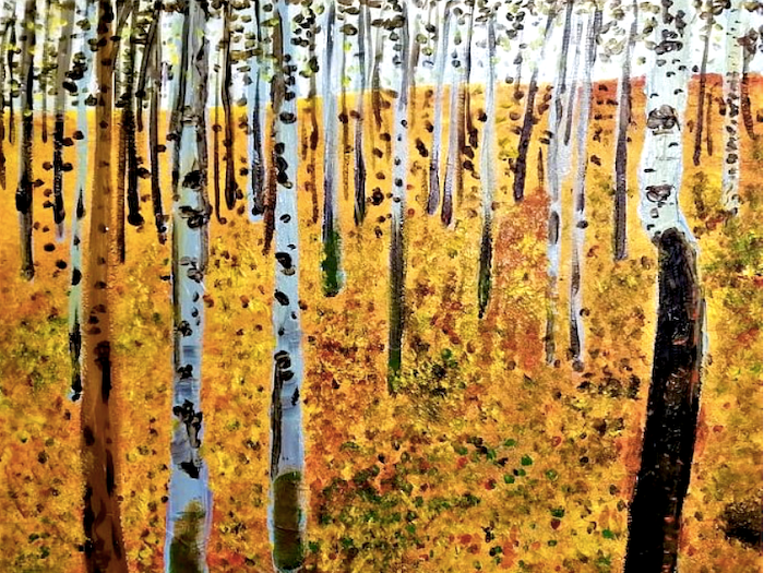 Cours de peinture débutant Happy Paint by Happy Labs avec la peinture La Forêt de Klimt, un apéro créatif avec un atelier peinture dans un bar accessible à tous, animé par un artiste dans une ambiance conviviale