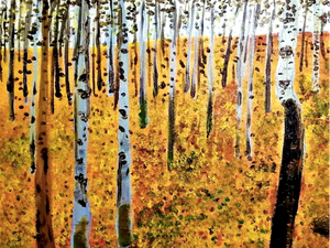 Cours de peinture débutant Happy Paint by Happy Labs avec la peinture La Forêt de Klimt, un apéro créatif avec un atelier peinture dans un bar accessible à tous, animé par un artiste dans une ambiance conviviale
