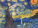 Cours de peinture débutant Happy Paint by Happy Labs avec la peinture La nuit étoilée de Van Gogh, un apéro créatif avec un atelier peinture dans un bar accessible à tous, animé par un artiste dans une ambiance conviviale
