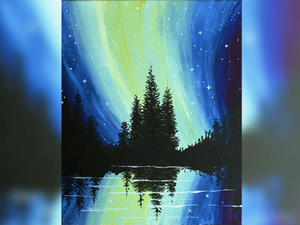 Cours de peinture débutant Happy Paint by Happy Labs avec la peinture Nuit magique, un apéro créatif avec un atelier peinture dans un bar accessible à tous, animé par un artiste dans une ambiance conviviale
